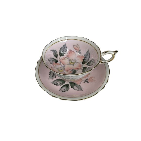 PARAGON by Appointment Double Warrant Wild Rose Cup & Saucer Set Pink Porcelain - Picture 2 of 11